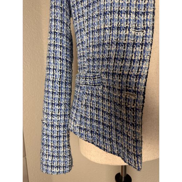 Zara Blue Blazer Tweed Jacket preppy - Picture 3 of 5
